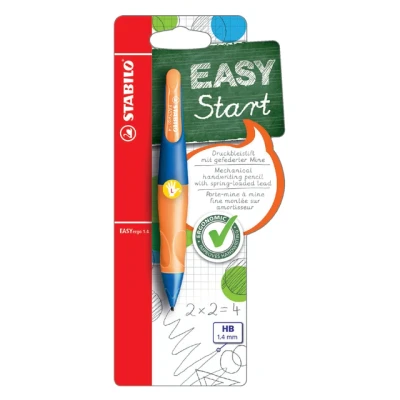 Afbeelding van Vulpotlood STABILO Easyergo 1.4mm HB linkshandig ultramarine/neon oranje blister à 1 stuk