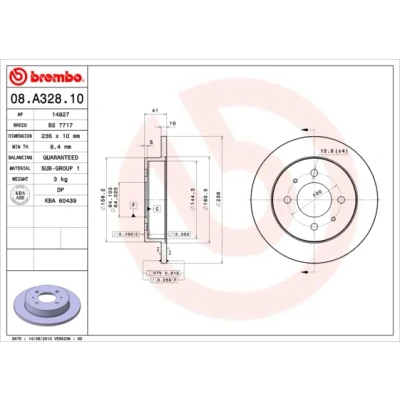 Afbeelding van Brembo Remschijf 08.A328.10