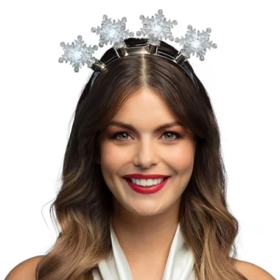 Afbeelding van Boland 13303 LED tiara sneeuwvlokjes, diadeem met verlichting, accessoire voor verkleedkostuums, themafeesten en kerst