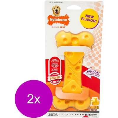 Afbeelding van Nylabone Durachew Cheese Bone Geel Hondenspeelgoed 2 x Large Tot 25kg