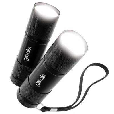 Afbeelding van greate 2 x LED zaklamp, klein &amp; helder, voor handtas, incl. batterijen, aluminium mini werkt op met 175 lumen, kleine zaklamp kinderen en volwassenen