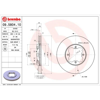 Afbeelding van Brembo Remschijf 09.5804.10
