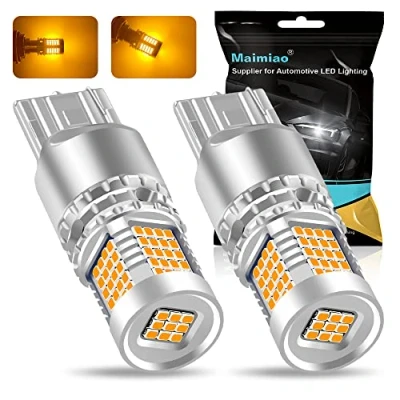 Afbeelding van 7440 992 T20 W21W LED Super Bright Amber Bulb 89 PCS 2016SMD Chipset 12V 24V 3400LM Canbus Error Free Anti Hyper Flash, Geschikt voor Auto Front en Rear Turn Signal Lights 2PCS
