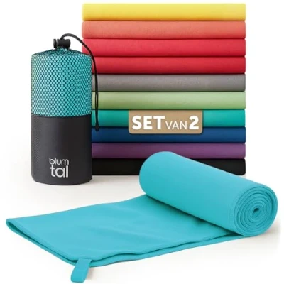 Afbeelding van Blumtal Sporthanddoek microvezel: 180 x 90cm 80 40cm, lichtgroen, set