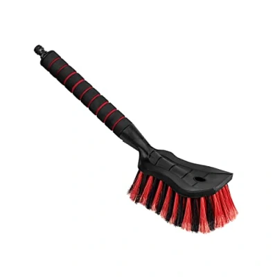 Afbeelding van ToM PaR Autowasborstel I Waterborstel met wateraansluiting Snelsluiting voor de waterklep Dichte borstelharen Comfortabele handgreep Tuin Lengte: 44 cm Rood