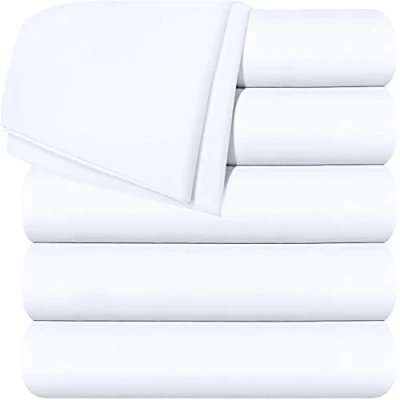 Afbeelding van Utopia Bedding Platte lakens Pack van 6 Zacht geborsteld microvezelstof krimp en vervaagbestendige toplakens onderhoudsvriendelijk (koningin, wit)