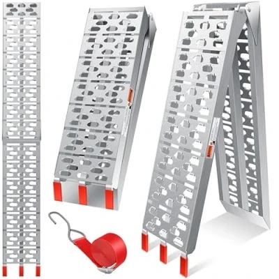 Afbeelding van Masko® Oprijplaat, 340 kg, opvouwbare aluminium laadhelling, max. 680 per paar, laadrails, antislip, inklapbaar, kg * stuk motorfiets, ATV, quad, auto, laadplatform, hoeveelheid: 1x,