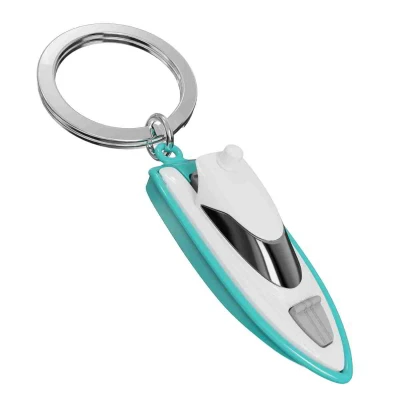 Afbeelding van Metalmorphose Sleutelhanger On the road Boys Toys Speed Boat Speedboot Wit Turquoise Nice thingZ