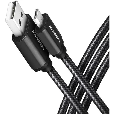 Afbeelding van AXAGON BUMM AM15AB, HQ Cable Micro USB &lt; &gt; A, 1.5m, 2.0, 2.4A, ALU, braid, Black *USBAM *MUSBBM