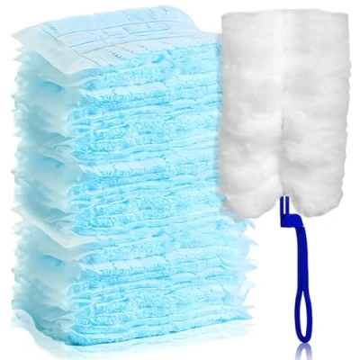 Afbeelding van 50 stuks stofmagneet stofdoek navulverpakking voor Swiffer, microvezel stofwisser met 1 handgreep tegen stof en vuil auto