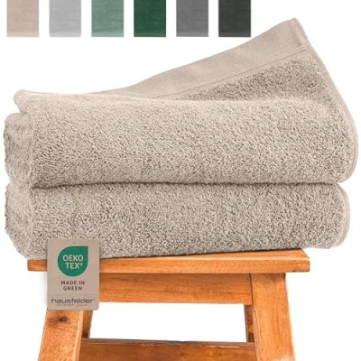 Afbeelding van Hausfelder Douchehanddoek, 70 x 140 cm, premium badhanddoek 500 g/m², 100% katoen, handdoekenset, Oeko Tex gecertificeerd (70 beige)
