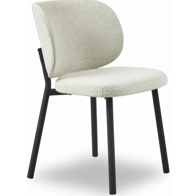 Afbeelding van Eetstoel Ranum in crème witte boucle teddy stof
