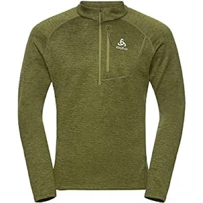 Afbeelding van Longsleeve Odlo Men Mid Layer 1/2 Zip Tencia Avocado Melange XXL