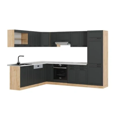 Afbeelding van Vicco Hoekkeuken R Line, Antraciet landhuis/gouden eik, 227 x 287 cm , WB Marmer