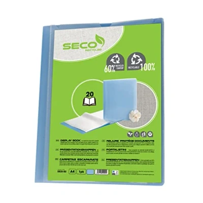 Afbeelding van Seco showalbum A4 blauw 20 tasssen 50 micron milieuvriendelijk SE DB20 BU