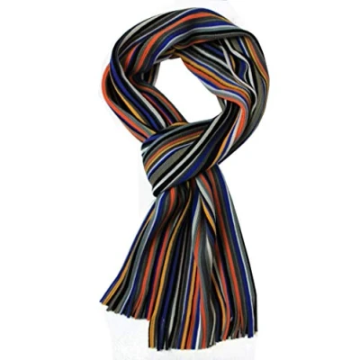 Afbeelding van Rotfuchs Gebreide sjaal dames wintersjaal herensjaal strepen grijs oranje 190 x 25 cm Made in Germany R599, Meerkleurig,