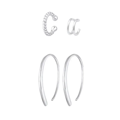Afbeelding van Elli SET Basic Blogger Oorbellen silvercoloured, Dames, Maat: One Size, Silver coloured