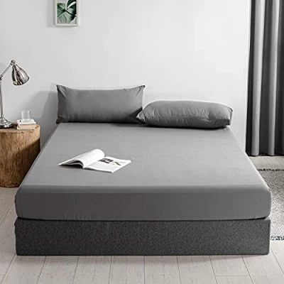 Afbeelding van Good Nite hoeslaken, 140 x 200 cm, grijs, polyester, 30 extra diep zaklaken, zacht en ademend, machinewasbaar