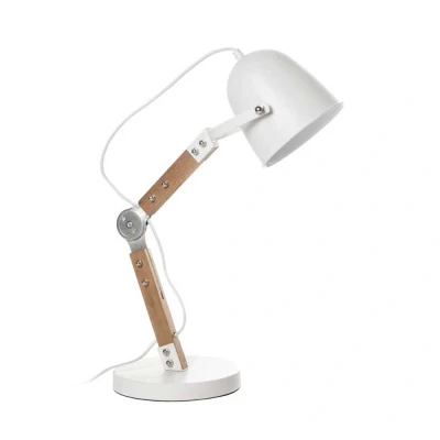 Afbeelding van Artdelight Landelijke bureaulamp COOPER wit met hout TL WI