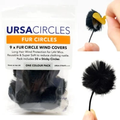 Afbeelding van Ursa Straps 9x Fur Circles + 30x Stickies plakkers voor dasspeldmicrofoons (zwart)