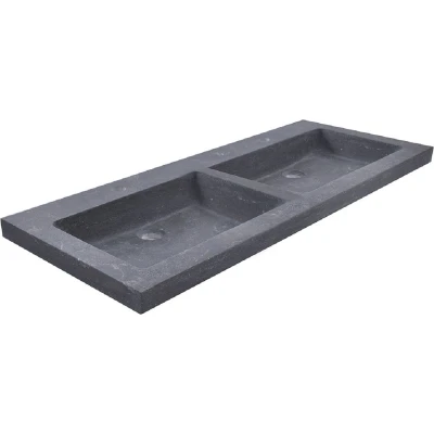 Afbeelding van Wiesbaden hardstenen meubelwastafel Dubbel 120x46x5 met 2 kraangaten