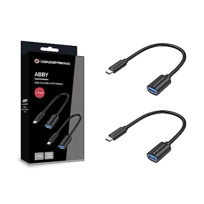 Afbeelding van Conceptronic ABBY11B USB C naar A OTG adapter, verpakking van 2, 20 cm