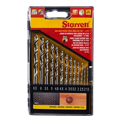 Afbeelding van Starrett Splitpuntboorset, 13 delige HSS hogesnelheidsstaal KBK13 spiraalboorset, voor staal, gietijzer, hout, zachte materialen