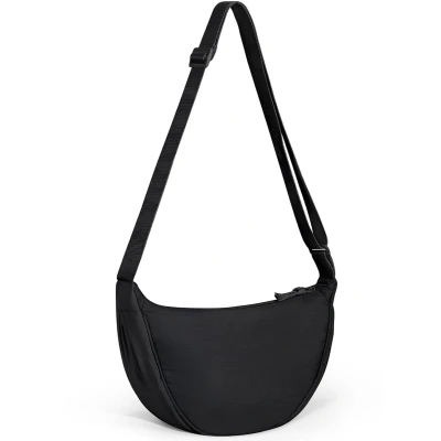 Afbeelding van Halve maan crossbody schoudertas casual tas met verstelbare schouderriem nylon zwart