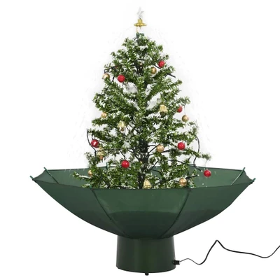 Afbeelding van Kerstboom sneeuwend met paraplubasis 75 cm groen