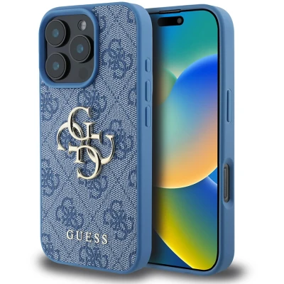 Afbeelding van Guess GUHCP16L4GMGBL iPhone 16 Pro 6,3&quot; blauw/blauw hardcase 4G Groot Logo