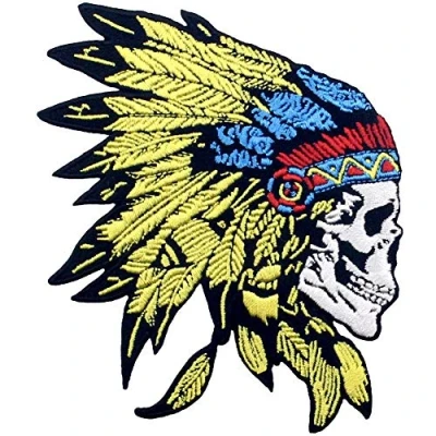 Afbeelding van ZEGIN Native American Skull Hoofdtooi Patch Geborduurde Applique Badge Ijzer Op Naai Embleem