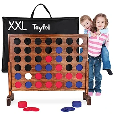 Afbeelding van Toyfel XXL Speelgoed vier op een rij Ace 4 spel Spellen voor binnen en buiten houten spelletjes kinderen familie