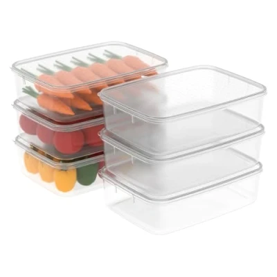 Afbeelding van Cetomo Pack van 6 Voedselopslag Containers Dagelijks Gebruik Medium Vierkante Voedselcontainers Standaard