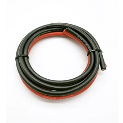 Afbeelding van Boladge 2 meter pure siliconen kabel, 8 AWG, stroomkabel, batterijkabel, vertind koperdraad, gauge RC kabel (1 in zwart en 1 rood) (8AWG)