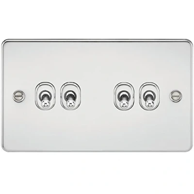 Afbeelding van Knightsbridge FP4TOGPC FPAV4TOGPC Vlakke Plaat 10A 4G 2 Manier Toggle Schakelaar Gepolijst Chroom
