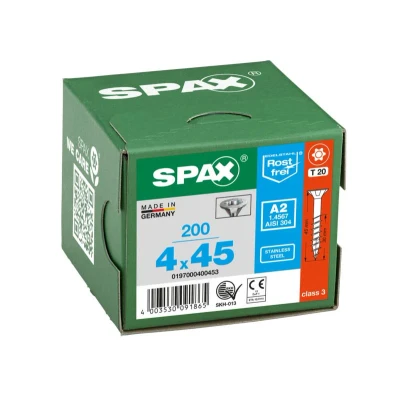Afbeelding van Spax T star spaanplaatschroef rvs pk 4.0x45mm Torx TX20 (200 st)