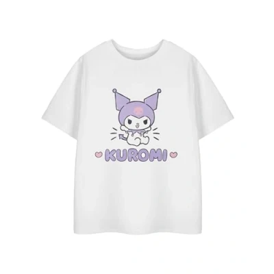 Afbeelding van Hello Kitty &amp; Friends Kuromi meisjes wit T shirt met korte mouwen Grafisch hart voor kinderen Sanrio Character Top Leuke kleding en tieners, Hart, 13 14 jaar