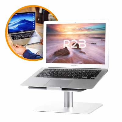 Afbeelding van R2B® Laptop standaard verstelbaar en draaibaar 360 graden rotatie Model Waalwijk 10 t/m 17 inch Zilver
