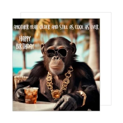 Afbeelding van Edition Seidel Premium vierkante verjaardagskaart met envelop. Wenskaart Happy Birthday Billet dier kaart spreuk man vrouw coole aap humor grappig feest (GQ219 SW024)