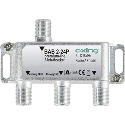 Afbeelding van Axing BAB 2 24P voudige kabeladapter 24dB kabeltelevisie CATV multimedia DVB T2 klasse A+, 10dB, 5 1218 MHz metaal