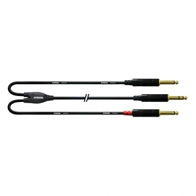 Afbeelding van Cordial CFY0.9VPP Intro verloopkabel jack 6.3mm TRS 2x TS 0.9m zwart