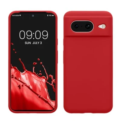 Afbeelding van kwmobile telefoonhoesje geschikt voor Google Pixel 8 Hoesje met siliconen coating Smartphone case in klassiek rood