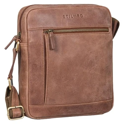 Afbeelding van STILORD &#039;Alwin&#039; Schoudertas Heren Leren Tablet Tas 10 Inch Vintage Crossbody Retro Leder Boodschapper Zak, Kleur:messina bruin