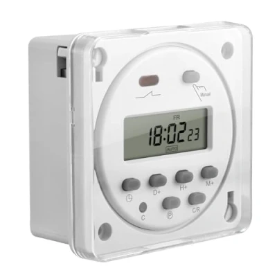 Afbeelding van Heschen Digital LCD Power Wekelijks programmeerbaar tijdrelais CN101A DC 24V 16 Amp SPST met waterdichte afdekking, CE wit