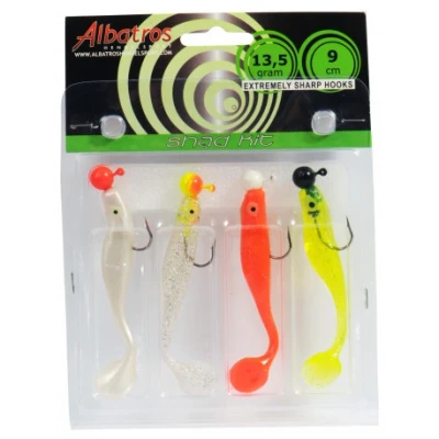 Afbeelding van Albatros Shadkit Baits 9 cm 7 g Rood Geel Groen 4 stuks Roofvis