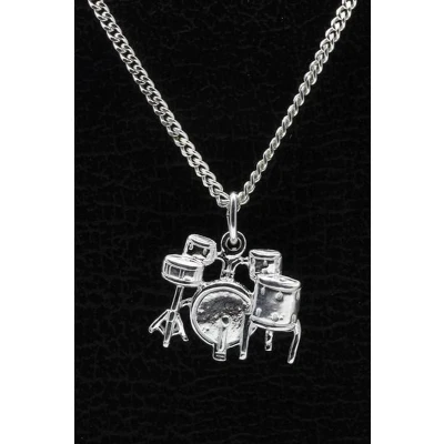 Afbeelding van Zilveren Drumstel ketting hanger