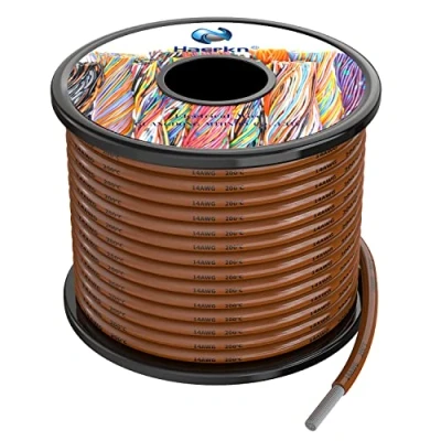 Afbeelding van 14awg 2,0 mm² siliconen elektrische draadkabel, bruin, 10 meter, zacht en flexibel, zuurstofvrij, hoge temperatuurbestendig, gedraaide vertind koperdraad