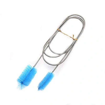 Afbeelding van Fdit reinigingsborstel voor waterleiding, aquarium, met dubbele buis, flexibel, lenteborstel (blauw)