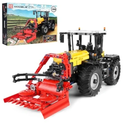 Afbeelding van Mould King 17019 Technik tractor, op afstand bestuurde high tech forklift met 4 motoren, in 1 tractormodel, grote vorkheftruck, klembouwstenen, bouwpakket