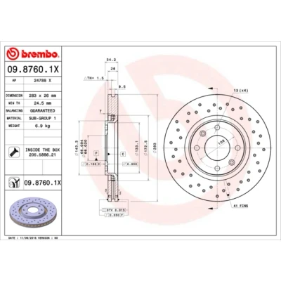 Afbeelding van Brembo Remschijf 09.8760.1X